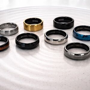 RIDGE Men’s Two-Tone Tungsten Ring — Black and Silver